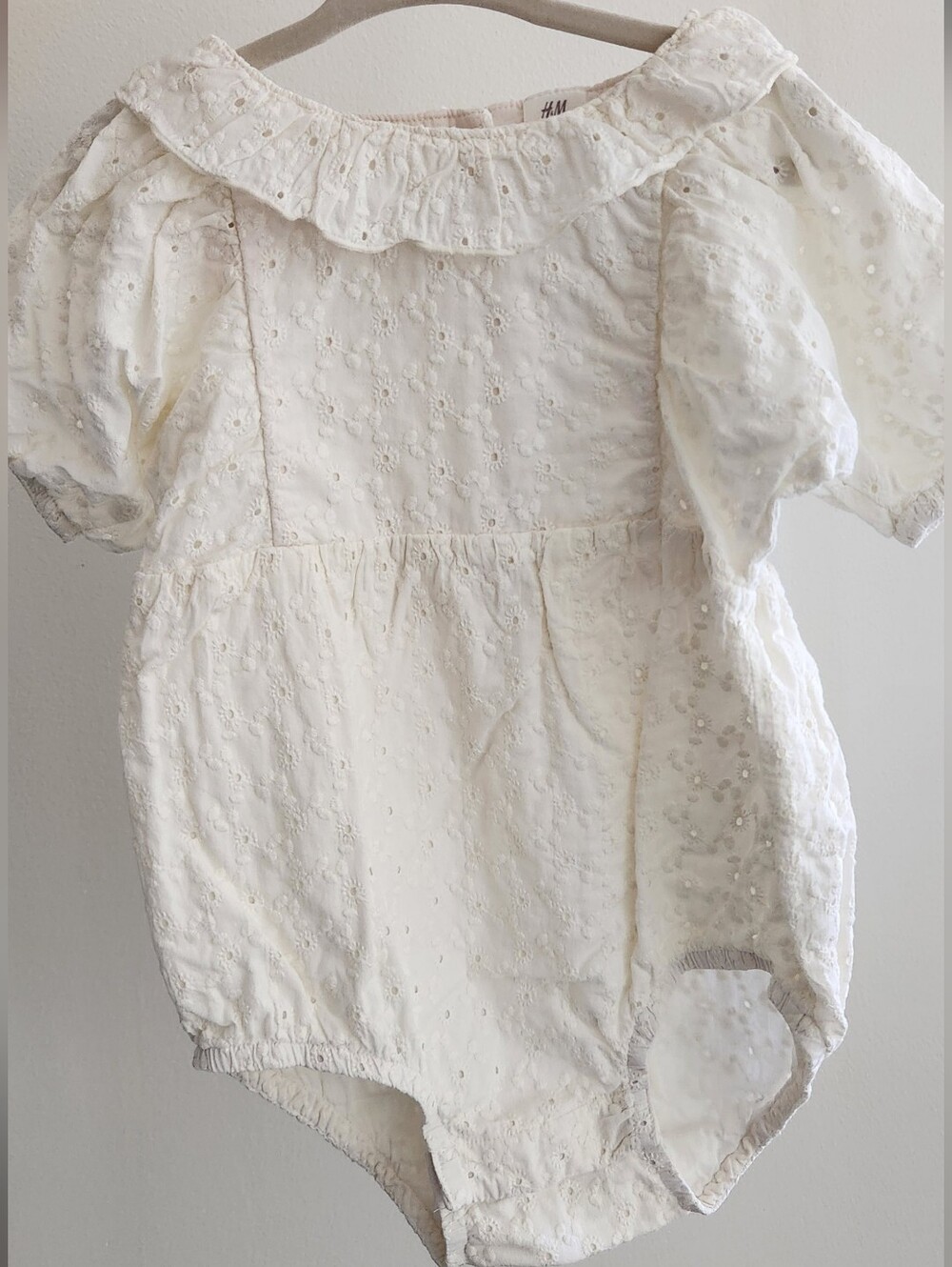H&M Cream Embroidered Eyelet Kids Romper
